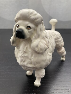 #ad Lefton White French Poodle Vintage Porcelain Made In Japan H1954 Vintage $19.00