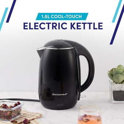 #ad 1.8L Double wall Cool Touch Elcteric Kettle with Stainless Steel Interior Black $16.74