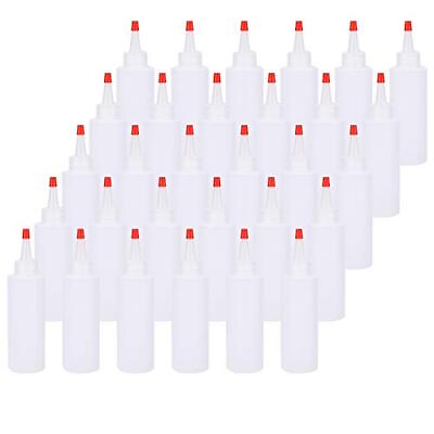 #ad 30 Pack Small Plastic Squeeze Condiment Bottles with Red Tip Cap 4 Ounce Squi... $25.37