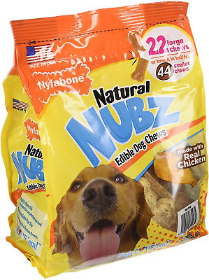 #ad Nylabone Pack of 2 Natural Nubz Edible Dog Chews 22Ct. 2.6Lb Bag Total 5.2L $52.99