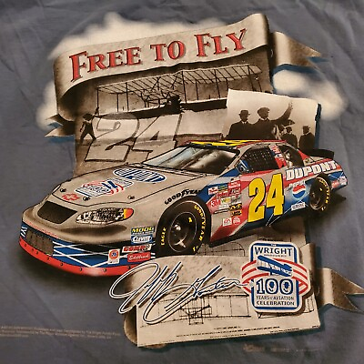 #ad Jeff Gordon FREE TO FLY Wright Brothers 100 Aviation T shirt sz L NASCAR Race 00 $18.97
