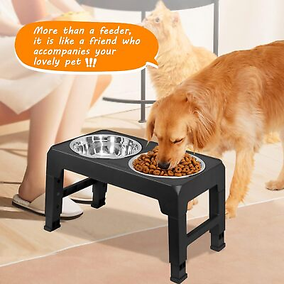#ad Elevated Dog Bowls for Large Dogs 4 Adjustable Heights Raised Pet Bowl Stand US $23.99