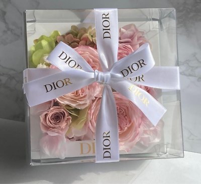 #ad Christian Dior Preserved Pink Rose Flower W Gift Wrapped Acrylic Box NEW $80.00