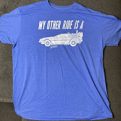 #ad Back To The Future T Shirt Men#x27;s 2XL XXL Blue My Other Ride Is A DeLorean BTTF $7.20