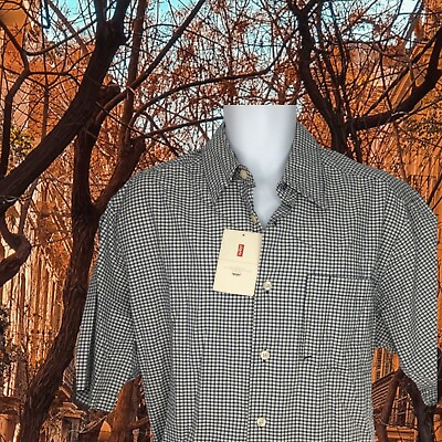 #ad Vintage Levi#x27;s Red Tab Shirt M Blur White Checker New Button Up $19.19