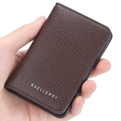 #ad Business Thin Men#x27;s Leather Short Bifold Wallet Credit Card Holder Purse Clutch $5.99