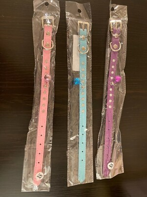 Three bling Collars for pets dogs cats Size XS NEW Purple Blue Pink $15.99