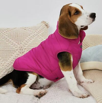 #ad For Pet Dog Clothes Winter Warm Padded Coat Vest Jacket Waterproof Medium pink $14.25