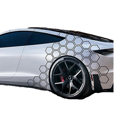 #ad Honeycomb Pattern Sticker Car Body Waist Line Decals DIY Decoration Accessories $15.91
