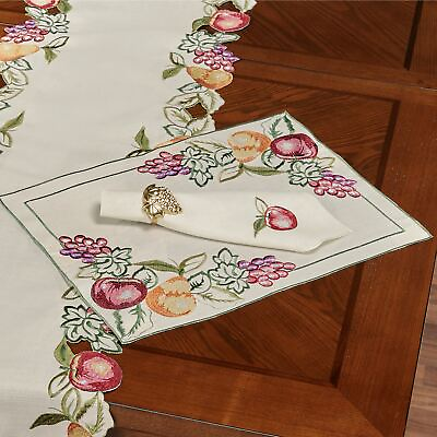 #ad Fruitful Embroidered Oatmeal Dining Table Linens Placemat Set of 4 $43.00