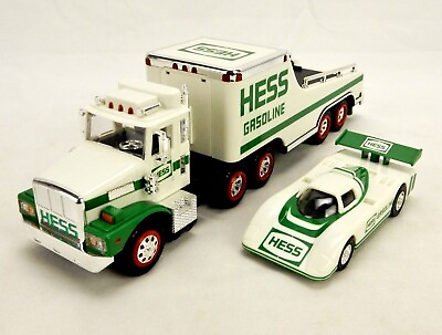 #ad HESS Gasoline 2003 Toy Trailer Truck w Sport Race Car Die Cast Plastic DCT 34 $39.95