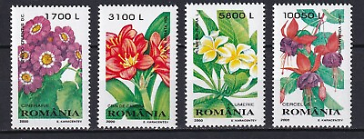 #ad Romania 2000 Flowers 4 MNH stamps $1.99