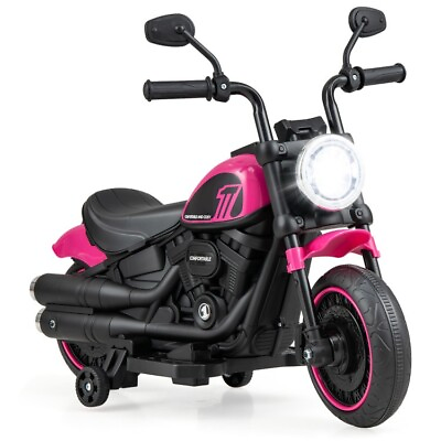 #ad Kids Ride on Electric Motorcycle LED Headlight Child Motorbike W Training Wheel $77.99