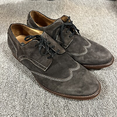 #ad Johnston Murphy Shoes Men#x27;s Size 8.5 M Charcoal Suede Handmade Italy Wingtip $45.49