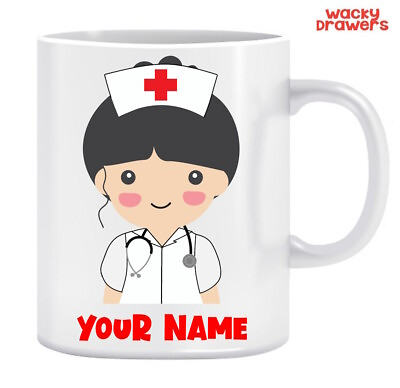 #ad Personalized Nurse Cartoon Character Coffee Mug with Custom Name $13.49