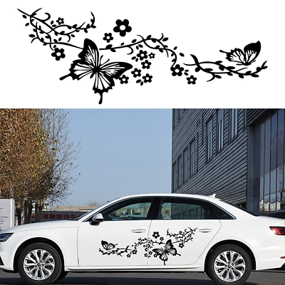 #ad Car Decoration Body Stickers Auto Side Door Butterfly Flower Decals Accessories $20.60