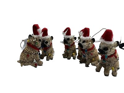#ad #ad Pottery Barn Set Of 6 Ornaments Pug Dog Tangled in Lights Bottlebrush 2020 New $28.00