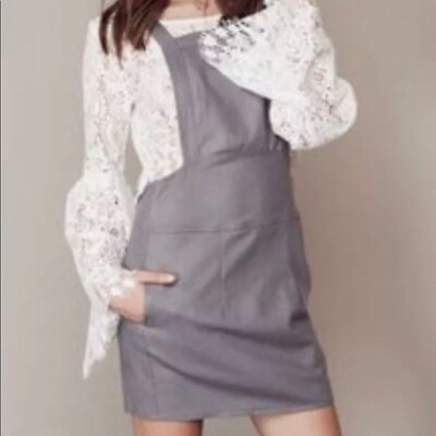#ad NWOT For Love amp; Lemons Ella Overall Mini Dress Grey Size Medium $135.00