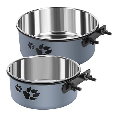 #ad 2 Pack Kennel Water Bowl Stainless Steel Dog Crate Water Bowl No Spill Hanging $23.37