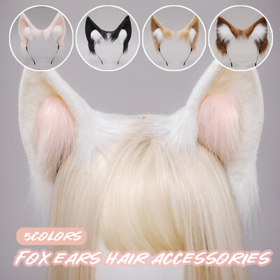 #ad Costume Faux Fox Ears Headband Fur Anime Role Play Hairpin Party Halloween $13.37