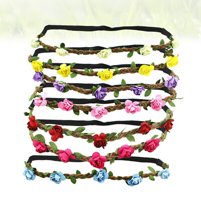 #ad 7pcs Rose Flower Hair Band Floral Headband Hair Wreath Headpiece for Wedding $8.91