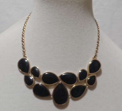 #ad Premiere Designs Black And Gold Tone Statement Necklace $29.99