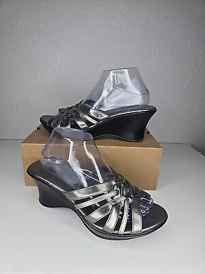 #ad Predictions Womens Sandals Wedge Silver Strappy Size 9.5 24 $40.55