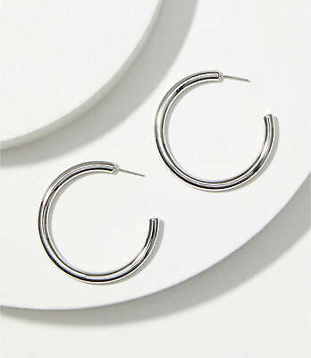 #ad Loft Hoop Earrings in Silver Great gift All Seasons NEW $9.15