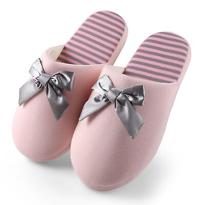#ad Aerusi Woman Waffle Stripes and Bow Slide Slipper Pink Size 9 10 SEP00600L $21.06