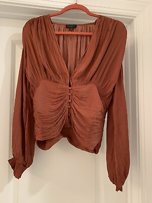 #ad Current Air Small Blouse Long Sleeve Rust Colored NWOT $19.99