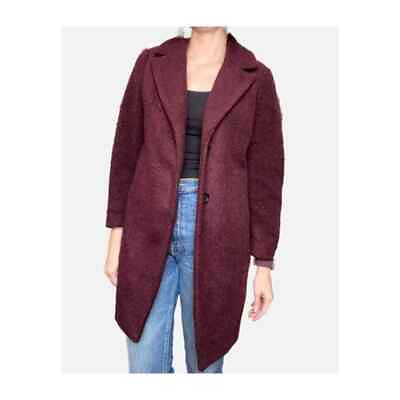 #ad Banana Republic Knit Wool Overcoat Boucle Fall Coat Two Button Burgundy Wine S $79.00