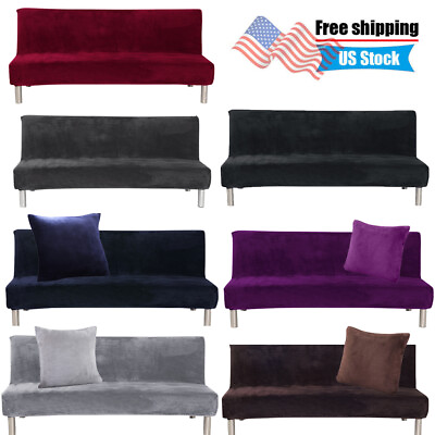 #ad Stretch Armless Sofa Bed Cover Folding Futon Couch Slipcover Pillow Case $21.99
