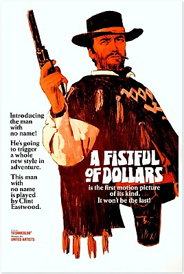 #ad Clint Eastwood Poster Fistful of Dollars Movie Print US Version $14.99