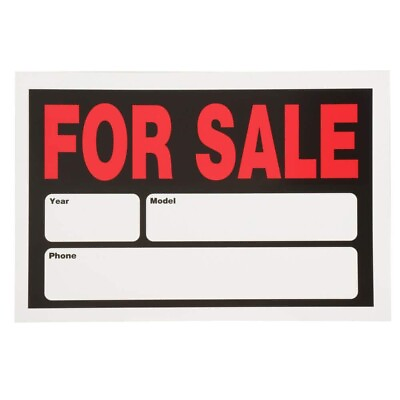 Car For Sale Sign Auto Weather And Fade Resistant Plastic Sale Sign 8″ x 12″ $2.96
