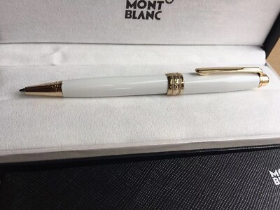 #ad Montblanc meisterstack mb164 gold white ballpoint pen With Box $108.00