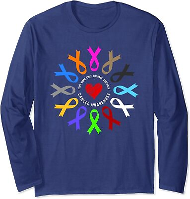 #ad Cancer Awareness Fight Cancer Ribbon Family Gift Long Sleeve Tshirt $24.99