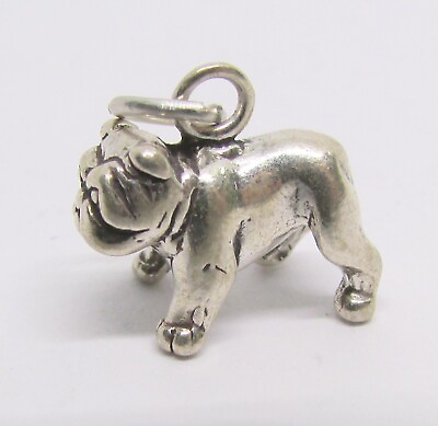 #ad BRAND NEW 925 STERLING SILVER 3D BULL DOG BULLDOG CHARM $19.95