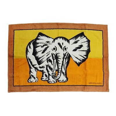 #ad HERMES Paris Cotton Beach Towel Elephant Brown Orange Yellow 148 x 92cm $370.14