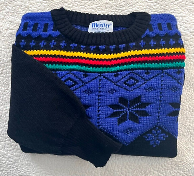 LKNEW VINTAGE Meister Sweater knit winter ugly christmas MEDIUM black multicolor $40.00