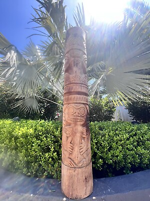 #ad New 4’ 3” Tiki by Smokin#x27; Tikis Hawaii Coconut Palm Hand carved $299.99