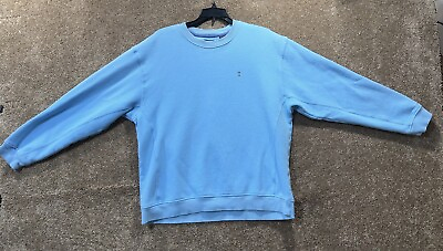 #ad Izod Crewneck Mens Size Large Soft Blue Sweatshirt Logo Pullover $13.99