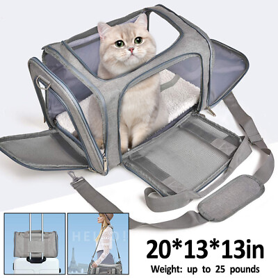 #ad Large FABRIC PET CARRIER BAG PORTABLE CAT TRAVEL CASE CAGE DOG CARRY BAG CRATE $47.49