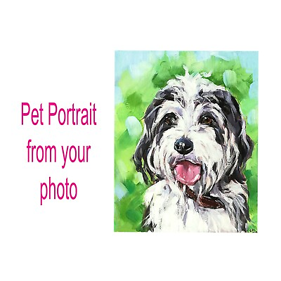 #ad Custom Pet Portrait Dog Cat Animal Original Oil Painting From Photo $90.00