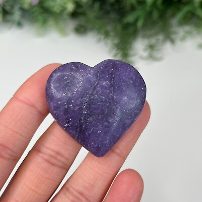 #ad Lepidolite Heart Crystal Shape Carving Purple Mica Mineral Stone 32g 4cm GBP 5.99