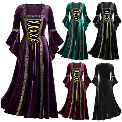Renaissance Dress Women Medieval Dress Renaissance Costumes for Halloween Party $8.27