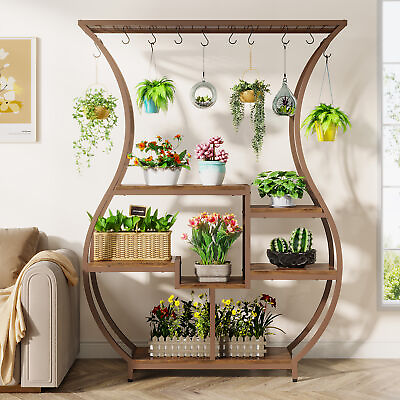 #ad Tribesigns 71quot; Tall Large Indoor Plant Stand with 6 Shelves and 10 Hanging Hooks $127.38