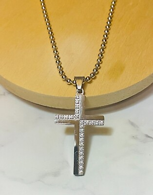 #ad Religious Cross Jesus Crucifix Charm Pendant Silver Unisex Ball Chain Necklace $21.19