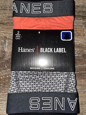 #ad Hanes 2 Pack Mens Trunks Underwear Black Label Cooling Cotton Blend B M $16.01