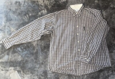 #ad Columbia Button Up Shirt Dark Grey amp; Black Long Sleeve Plaid Size Medium $9.12
