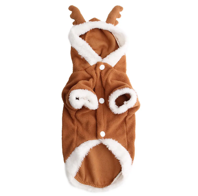 #ad Dog Puppy Christmas Lovely Deer Sweater Hoodie Jumpsuit Coat Clothes LARGE $16.88